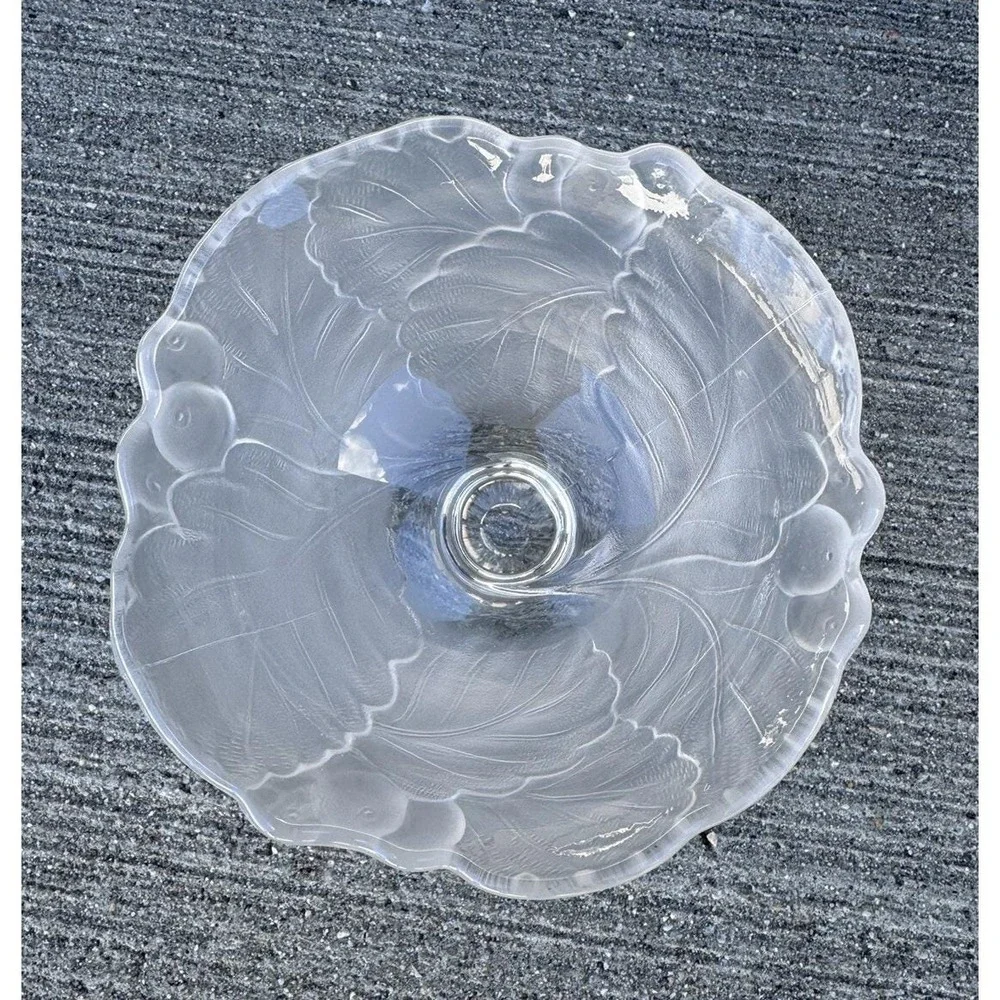 Vintage Fenton Crystal Satin Frosted Water Lily Open Candy Dish Compote Mint EUC